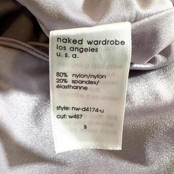 Naked Wardrobe New Women's V Neck Shine Bodycon Midi Dress Lavender Small - Picture 9 of 10